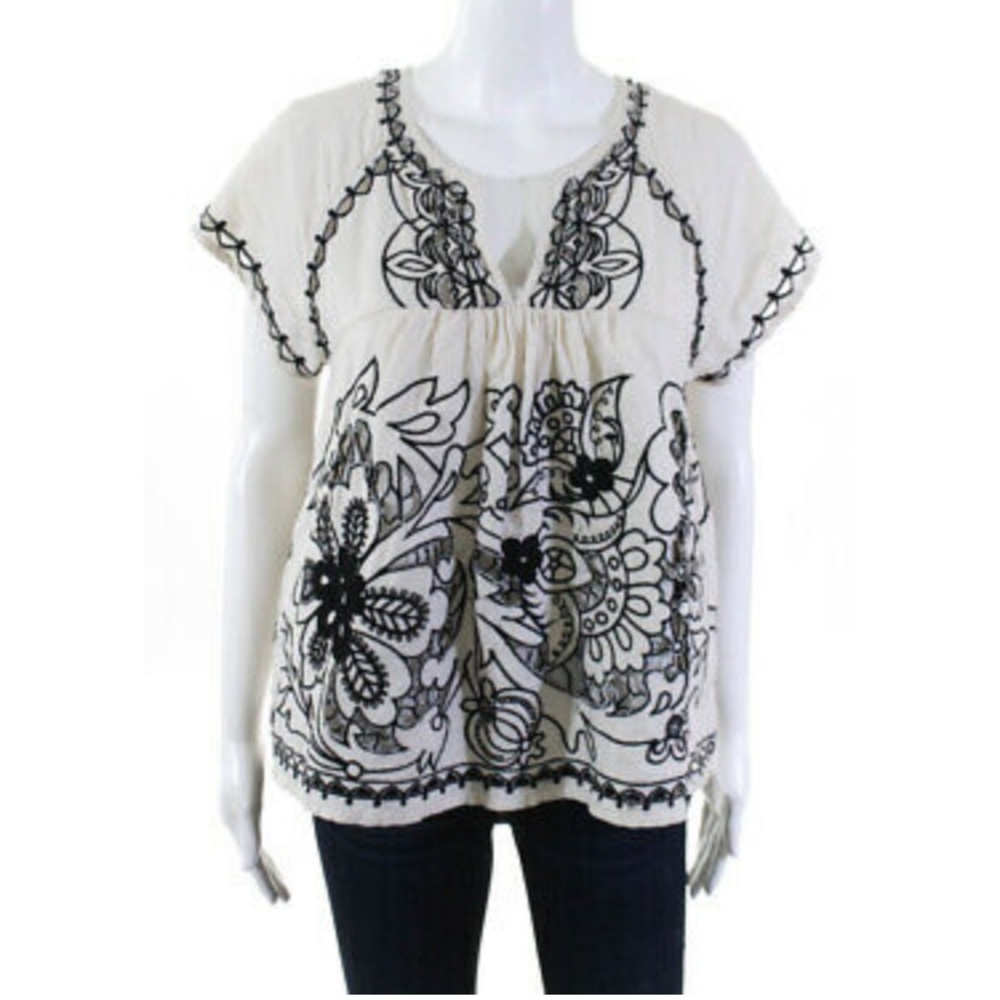 Anthropologie Floral Eyelet Blouse